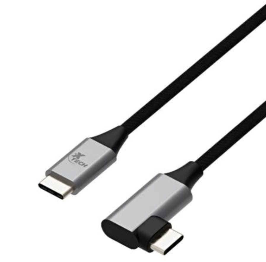 Cable USB-C 2.0 Macho a Macho con Conector en Forma de L Xtech XTC-531 - 3 Metros