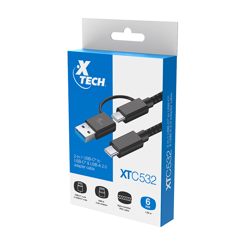 XTC-532 Cable adaptador 2 en 1 USB-C® a USB-C® con dongle USB-A 2.0