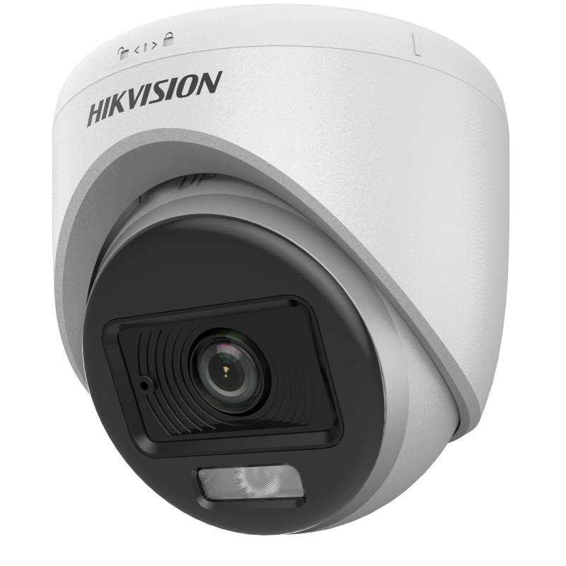 Cámara fija tipo torreta para interiores con luz híbrida inteligente de 2 MP y ColorVu