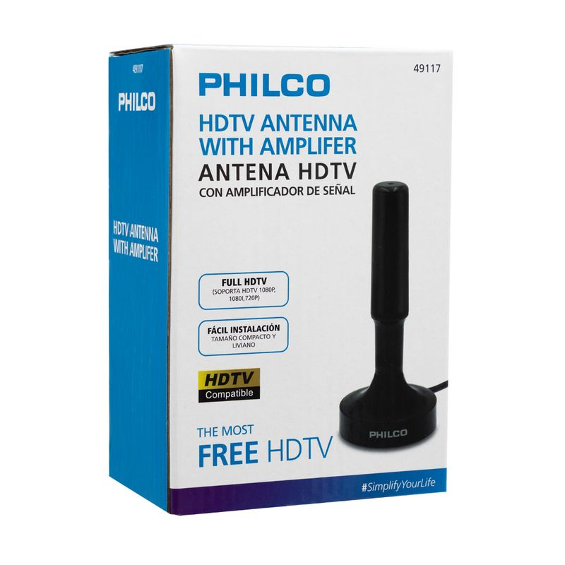PHILCO ANTENA DIGITAL PARA TV HDTV 20DB CON AMPLIFICADA