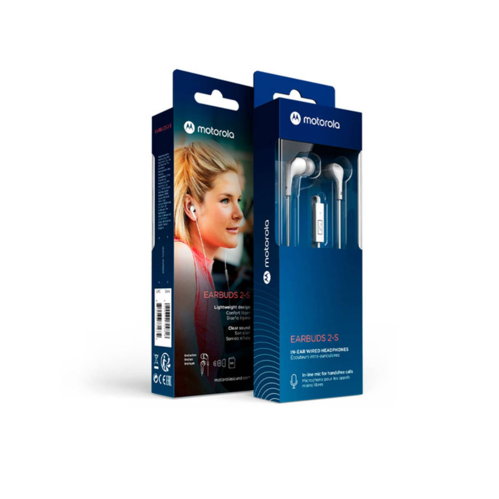 Audífonos Motorola Earbuds 2-S (Jack 3.5mm, blanco azul)