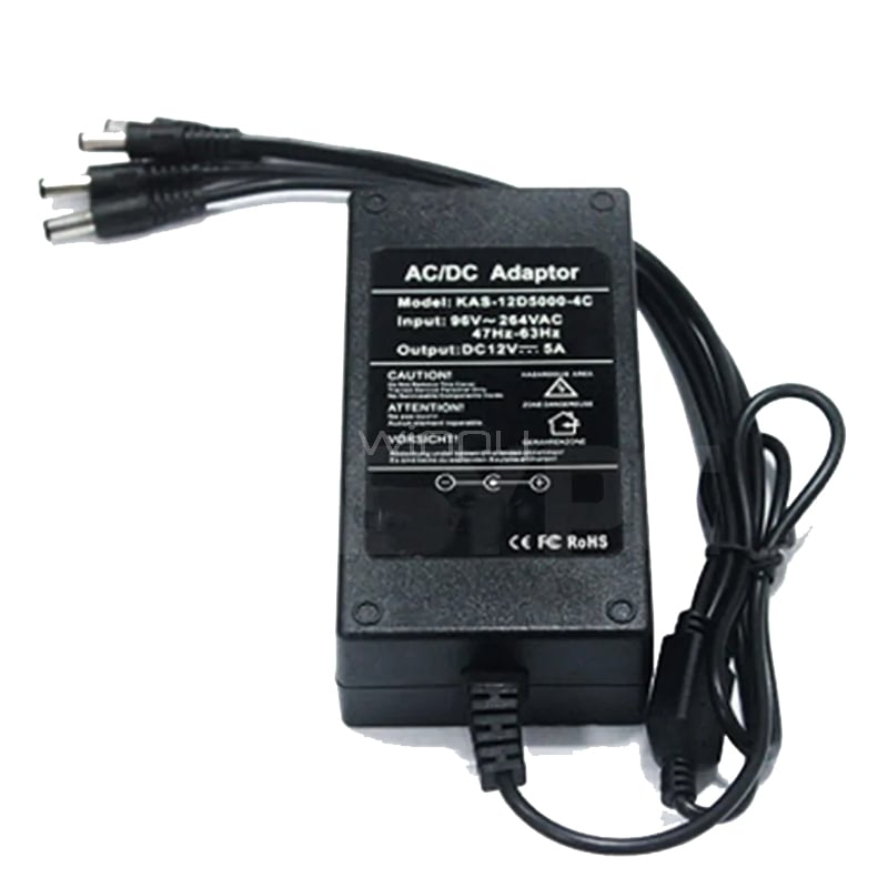 fuente de poder 12v 5a con 4 conectores dc kas-12d5000-4ch-a Folksafe