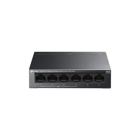 switch tp-link LS106P Conmutador de escritorio de 6 puertos 10/100 Mbps con PoE+ de 4 puertos