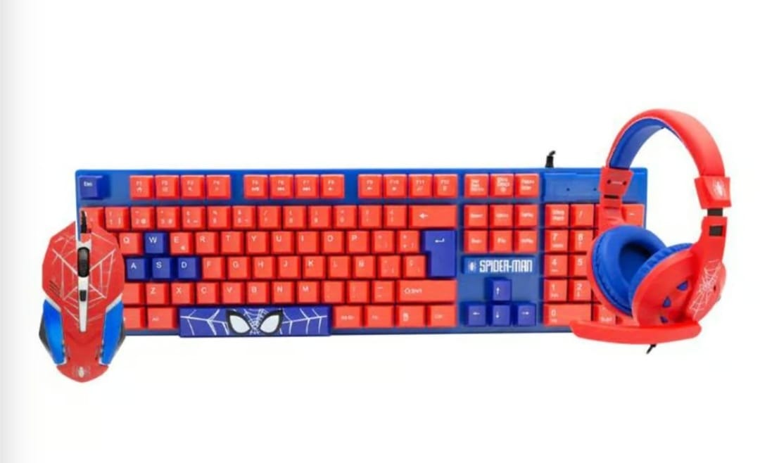 Kit 3 en 1 Marvel Spider Man, Mouse + Teclado + Audífonos