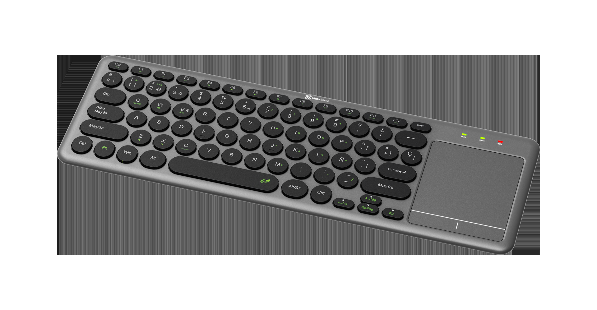 Teclado inalámbrico de conexión dual Bluetooth® y 2,4 GHz con panel táctil