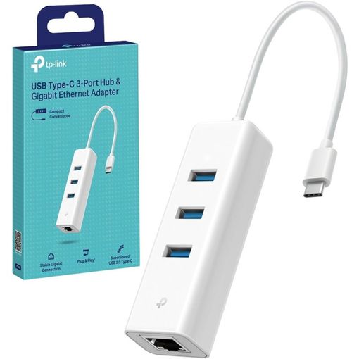 Adaptador USB-C a Ethernet Gigabit con Hub de 3 Puertos USB 3.0 UE330C
