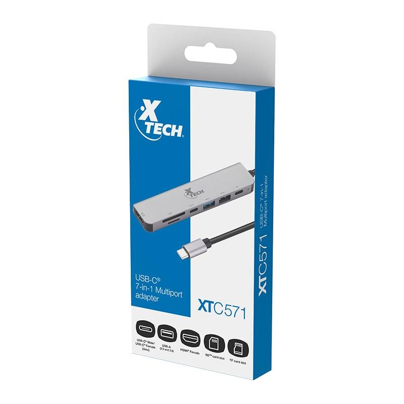 Hub Multipuerto Xtech 7 en 1 XTC-571 con Conexión USB-C
